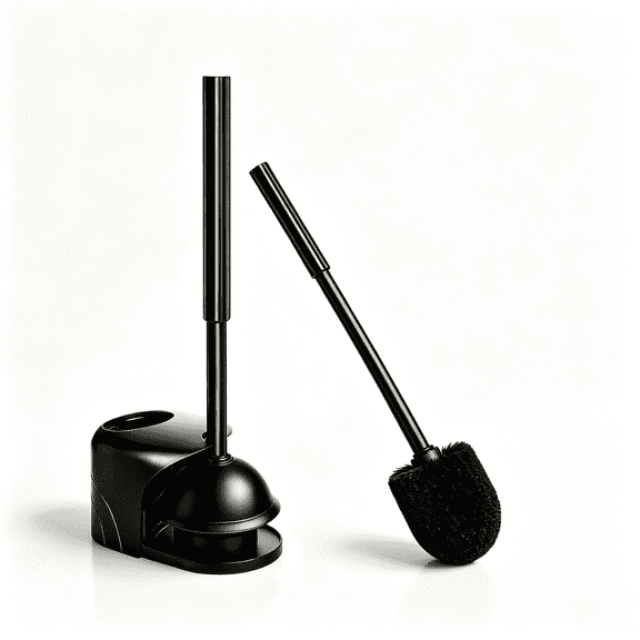 Propuri 2 in 1 Toilet Brush and Plunger Set, Extended Handle Plunger,Bathroom Cleaning Tools,Toilet Brush Plunger Combo,Black,1 Pack