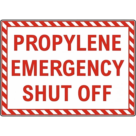 Propylene Emergency Shut Off Vintage Tin Sign - 12×8 Inches, Metal Warning Decor, Home Farm Bar Coffee Shop Club Wall Decor