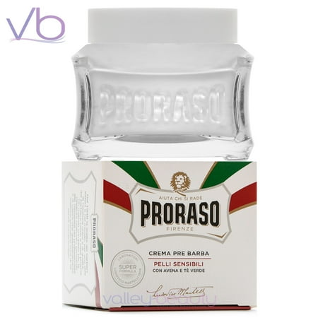 Proraso Crema Pre Barba Pelli Sensibli | White Pre-shave Cream with Green Tea For Sensitive Skin, 100ml