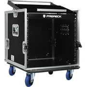 Proreck 10U Rack/Road Case with Slant Mixer Top, Casters, and 20 Rackable Depth