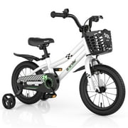 Costway 14'' Kid's Bike with Removable Training Wheels &amp; Basket for 3-5 Years Old White deal from Walmart