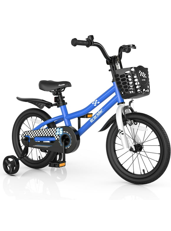 Prorider 16'' Kid's Bike with Removable Training Wheels & Basket for 4-7 Years Old Blue