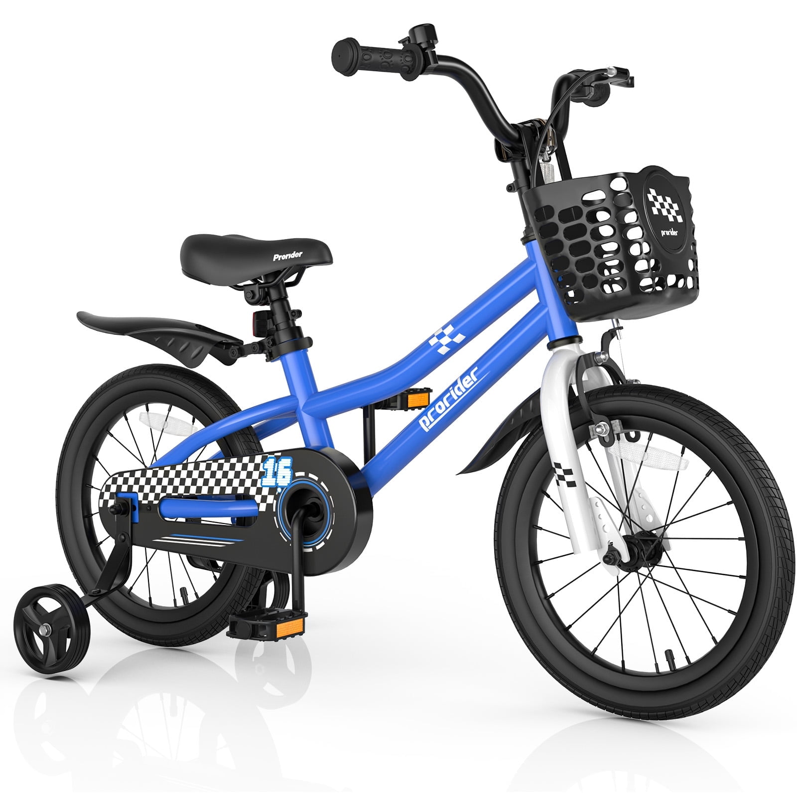 Free Shipping Prorider 16 Kid s Bike with Removable Training Wheels Basket for 4 7 Years Old Blue Walmart