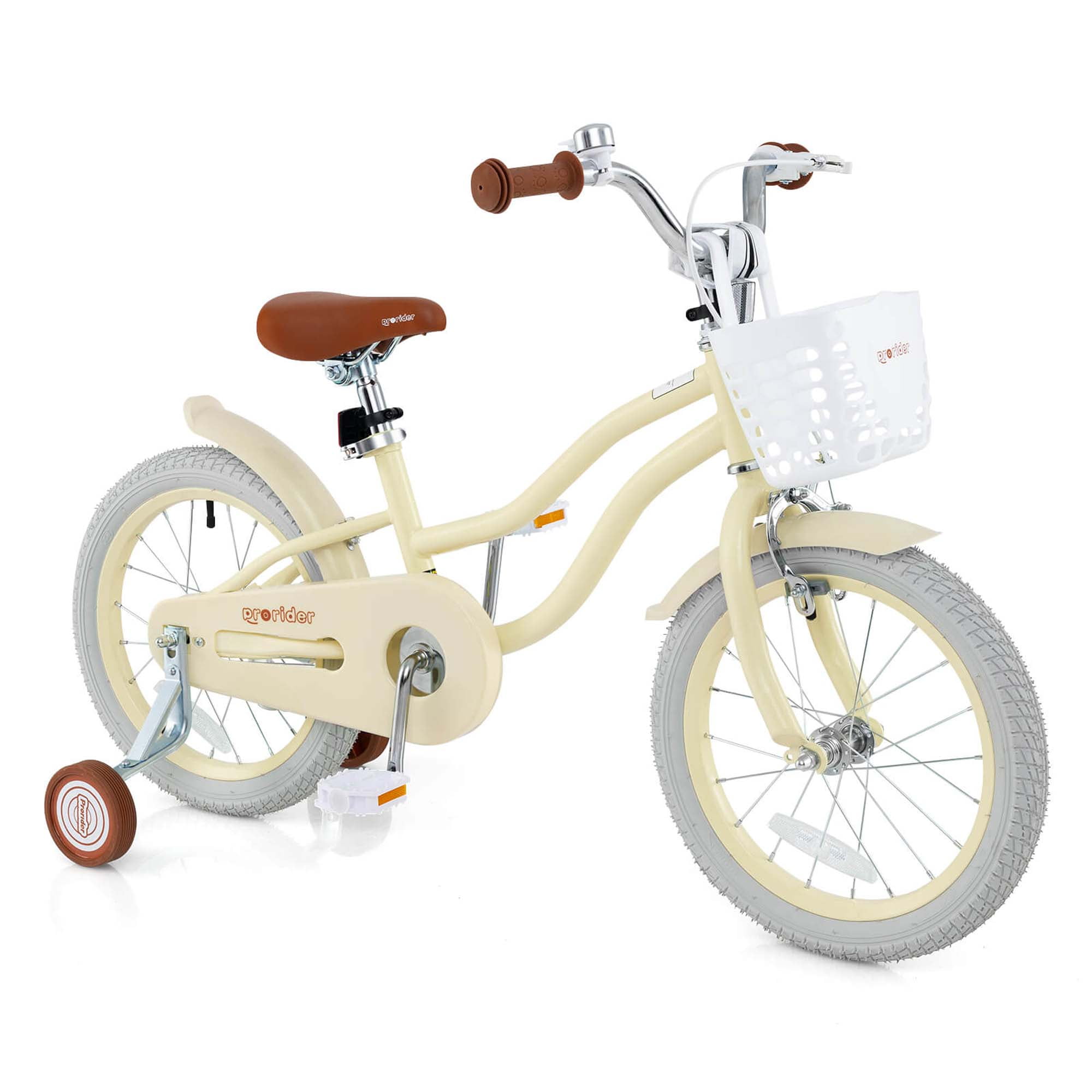 Prorider 16″ Kids Bike Toddler Adjustable Bicycle with Training Wheel for 4-7 Years Old Girl Beige Sansujyuku sansujyuku.com