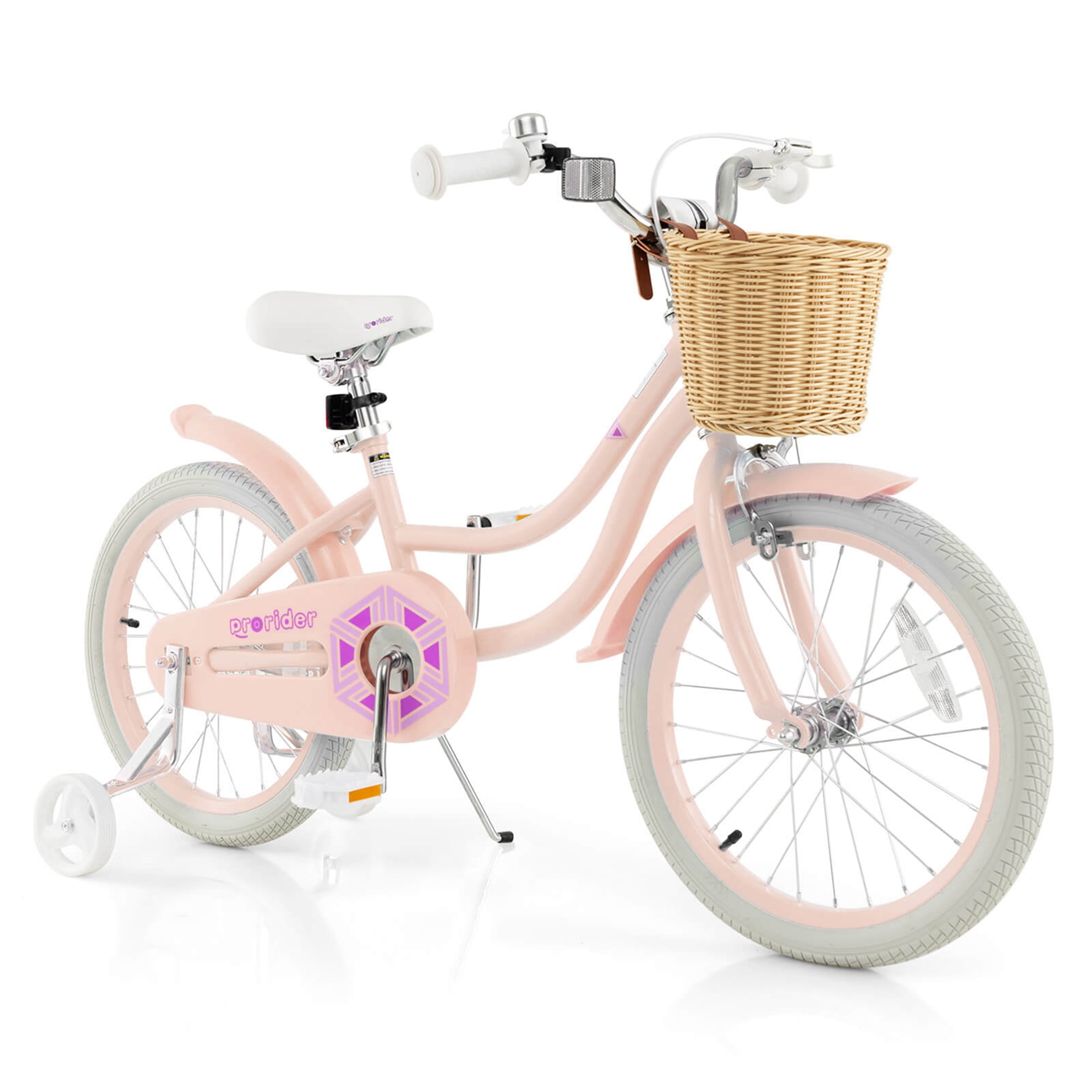 Prorider 18″ Kid’s Bike with Training Wheels Adjustable Handlebar Seat Handbrake Pink Sansujyuku sansujyuku.com