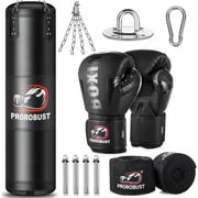 Prorobust Punching Bag for Adults, Black 4ft Oxford Heavy Boxing Bag Set with 12 oz Gloves for MMA Kickboxing Boxing Karate Home Gym Training (Unfilled)