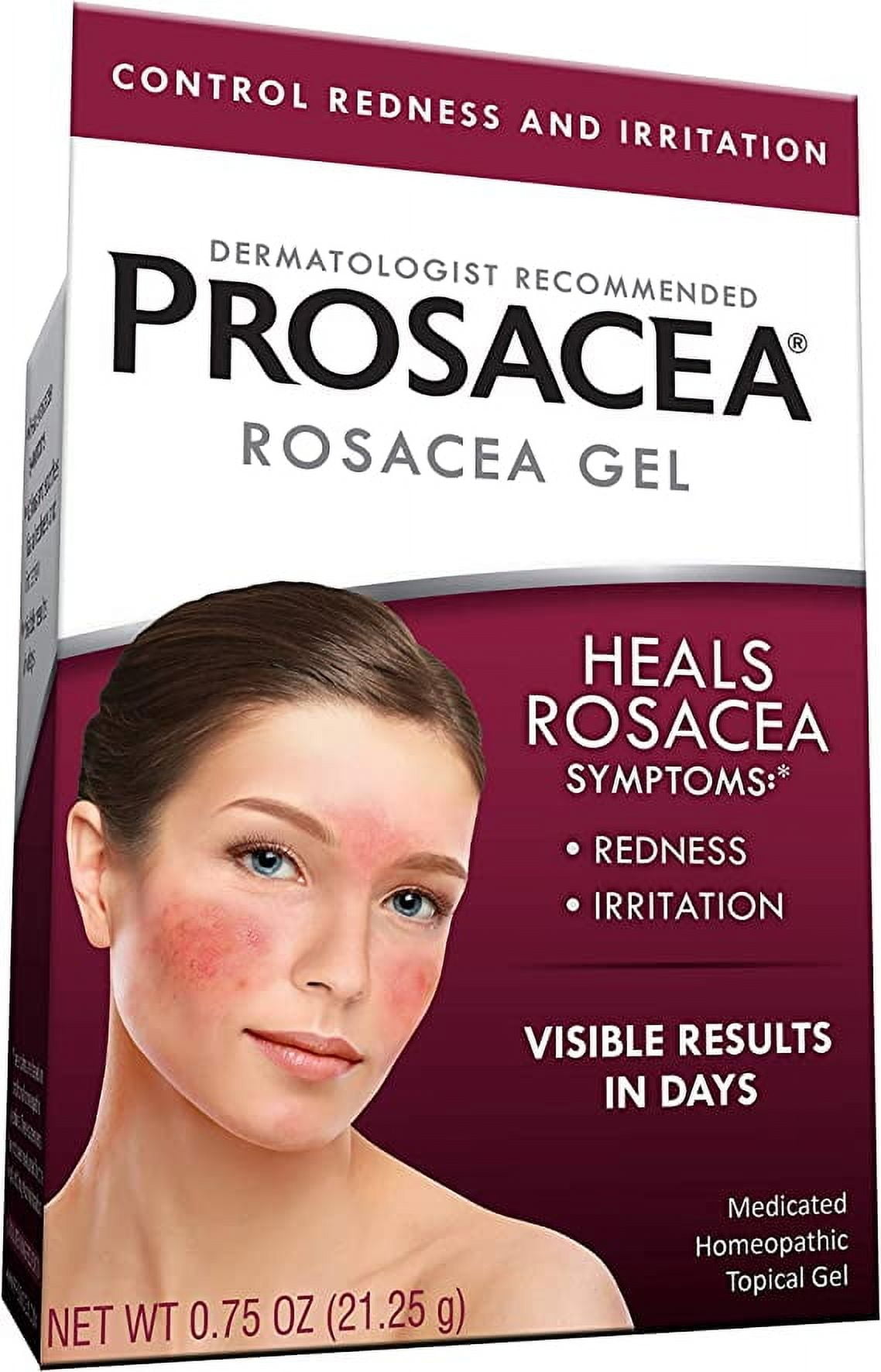 Prosacea Medicated Control Rosacea Homeopathic Relief Gel, 0.75 oz, 3 Pack