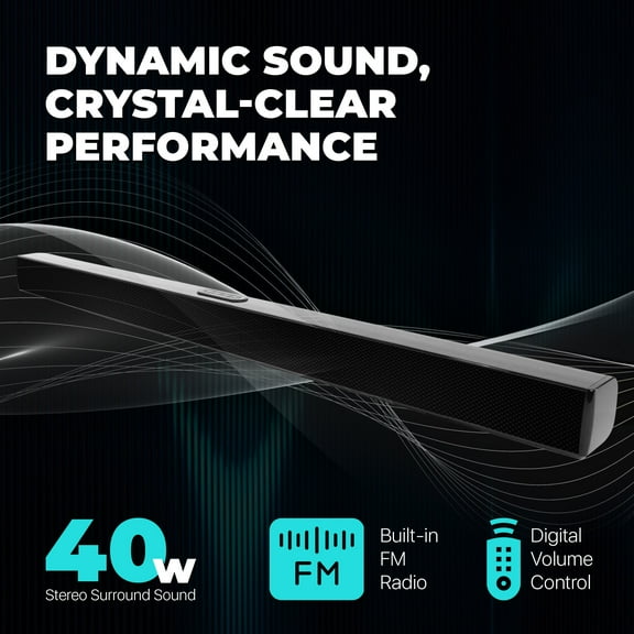 Proscan 37-inch Bluetooth(R) Ultra-Slim Sound Bar with Optical Input, Black, PSB3713-OP