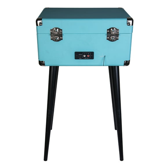 Proscan Bluetooth Belt-Drive Suitcase-Style Retro Turntable with FM Radio and Stand, Blue, PRC894-BLUEPT