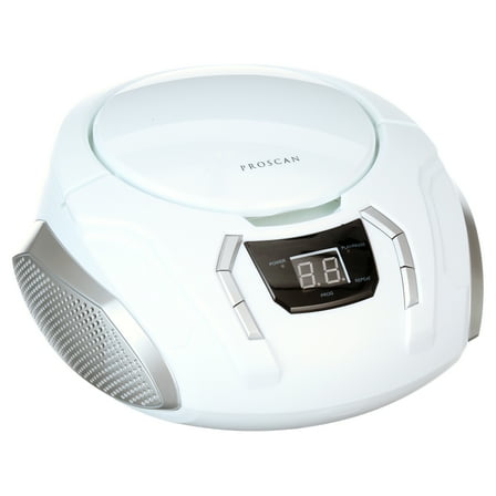 Proscan PRCD261 Portable CD Radio Boombox with AM/FM Radio, White