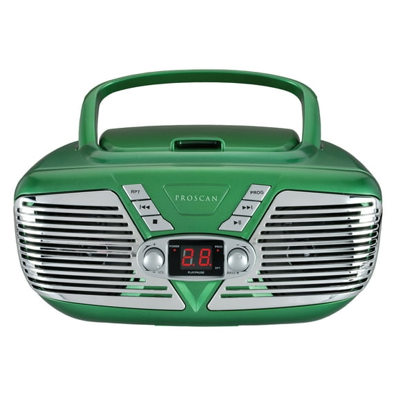 Proscan Retro-Style Portable CD Radio BoomBox, Green, PRCD211