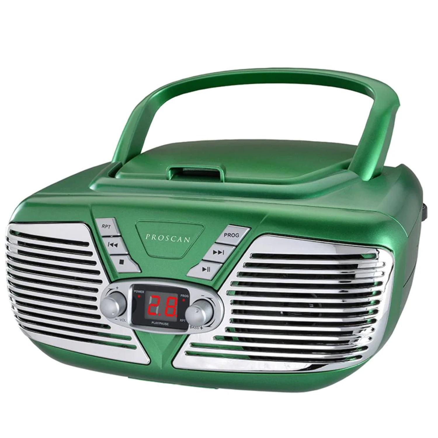 Proscan RetroStyle Portable CD Radio BoomBox, Green, PRCD211