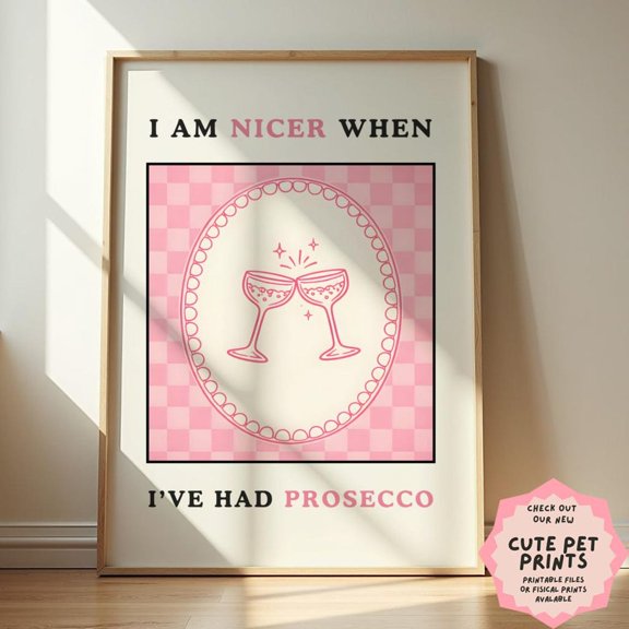 Prosecco Kitchen Quote Rose Tone Bar Poster Unframed Paper Print