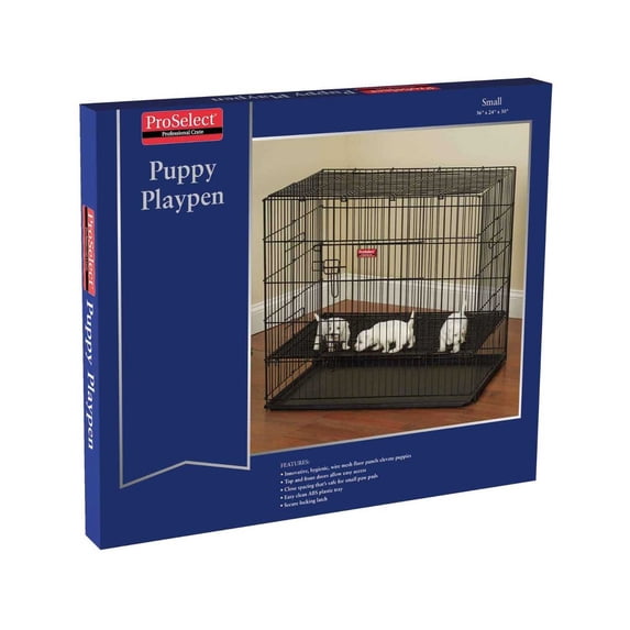 Proselect ZW064 24 17 Puppy Playpen with Plastic Pan Sm Black S
