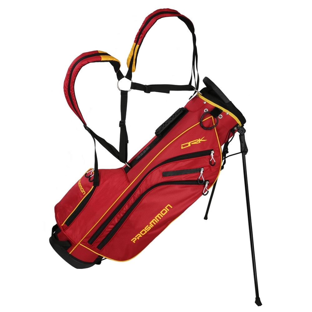 Prosimmon Golf DRK 7 Lightweight Golf Stand Bag with Dual Straps Crimson/Gold