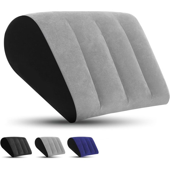 Prosixtoy Portable Wedge Pillow Inflatable Cushion - Body Positioners Lightweight Wedge Pillow for Sleeping, Leg Elevation, Use in Bed, Travel, Camping, Fast Inflating Deflation (Grey)