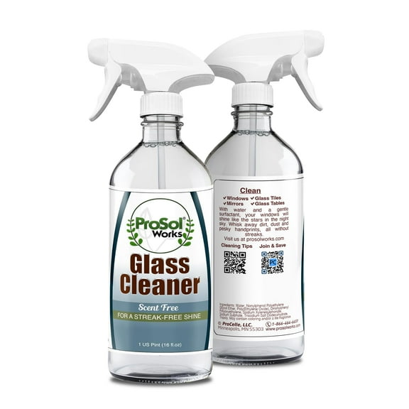 Prosol Works Glass Cleaner 16 oz - All Purpose Cleaning Spray for Glass Doors, Windows, Mirrors & Chrome Surfaces