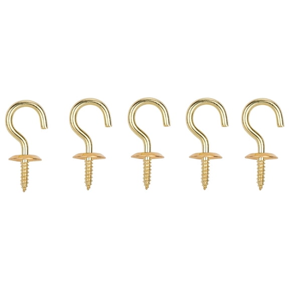 ProSource Cup Hook, 5/16 in Opening, 3 mm Thread, 1-1/8 in L, Brass, Brass