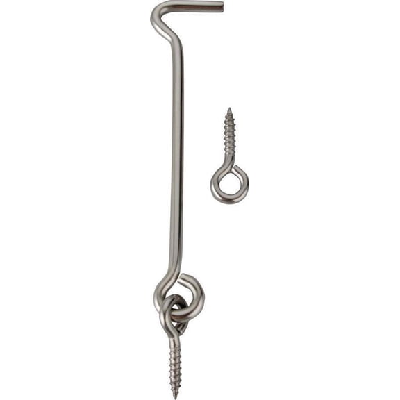ProSource 7111792 Gate Hook and Eye, 4 in L x 29/32 in W 5/32 in Thick, 304 Stainless Steel