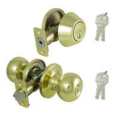 Prosource B9721BRA4F Deadbolt and Entry Lockset, Keyed Alike Key, Brass ...