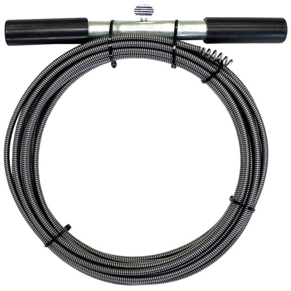 ProSource Drain Pipe Auger 1/4 In Dia X 15 Ft L High Carbon Steel Spring Cable Black