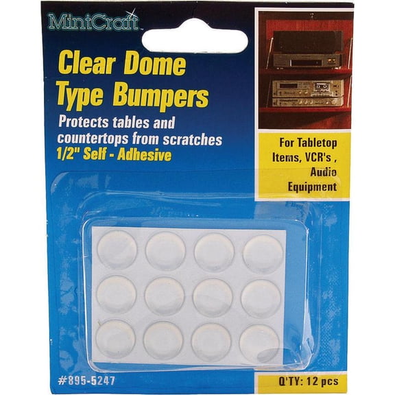 ProSource FE-50762A-PS Self-Adhesive Furniture Bumper Pad, Dome Shape, 1/2 in Dia, Polyurethane
