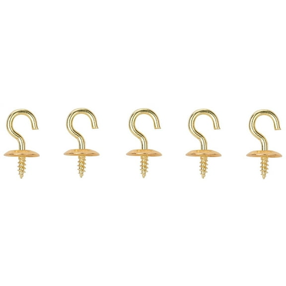 ProSource Cup Hook, 3/16 in Opening, 2.5 mm Thread, 3/4 in L, Brass, Brass