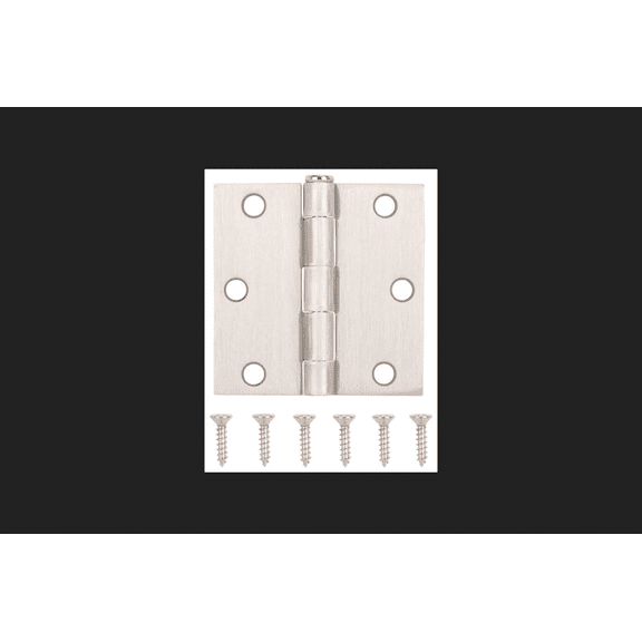 Prosource LR-708-PS Square Corner Door Hinge, Steel, Satin Nickel
