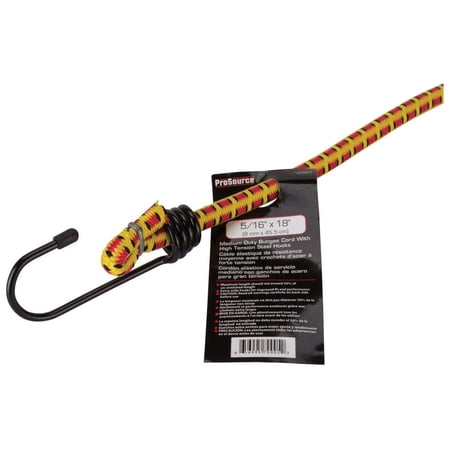 Prosource RT0818 Bungee Stretch Cord, Hook End, 18 in L, Polypropylene, Red/Yellow