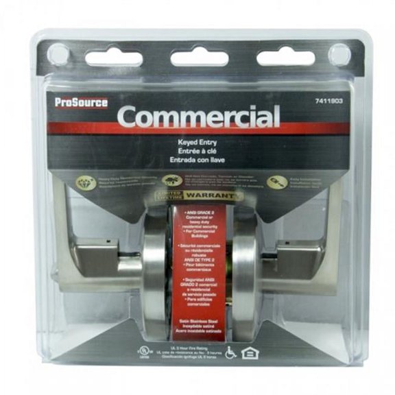 Prosource Entry Cylindrical Lever, Metal, Stainless Steel