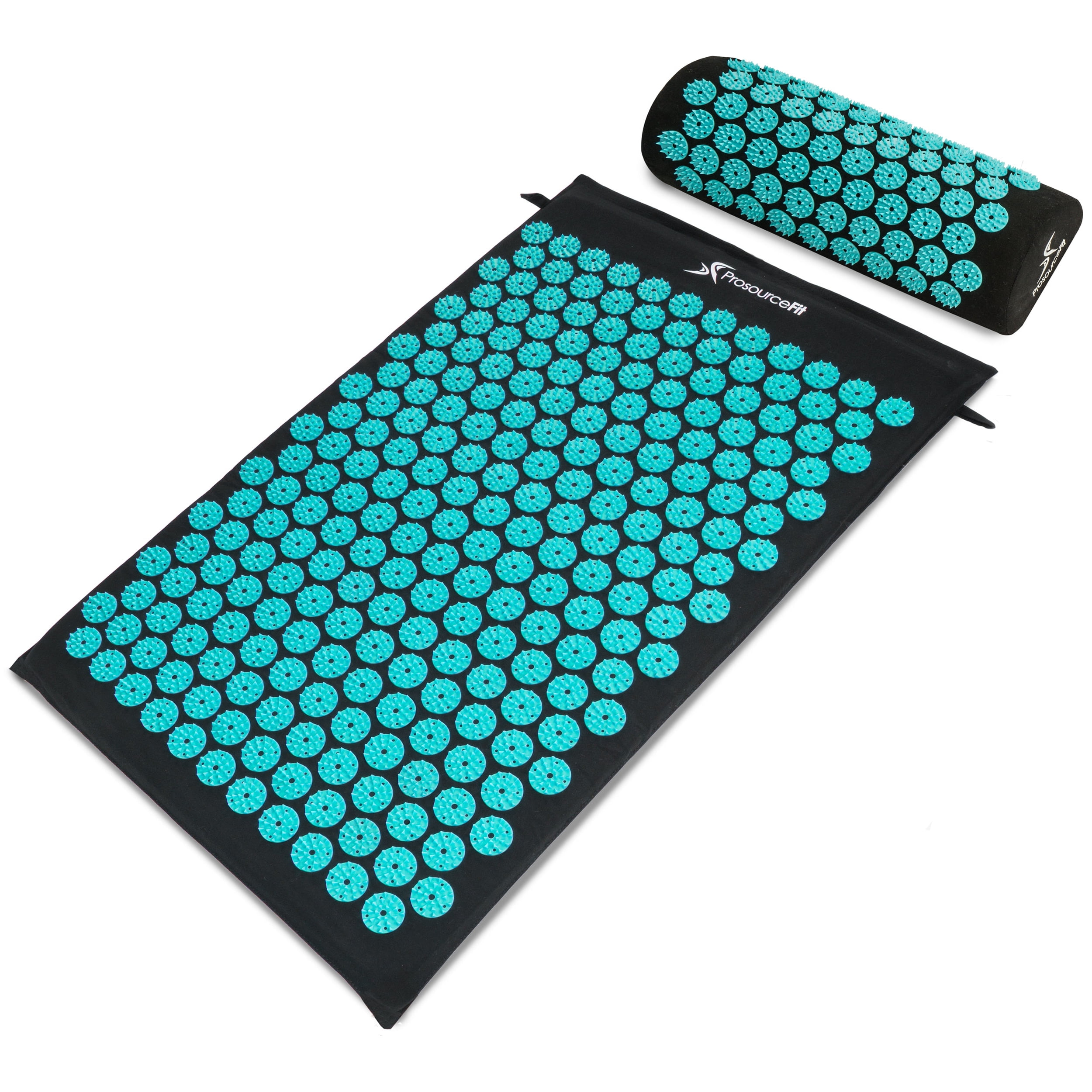 ProsourceFit Acupressure Mat and Pillow Set, Black/Aqua