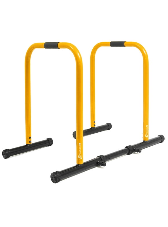 ProsourceFit Dip Stand Station with Safety Connector, 35" Adjustable Height, Yellow
