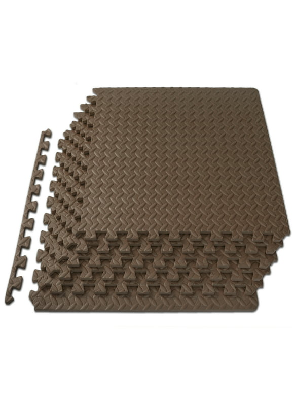 ProsourceFit Exercise Puzzle Mat 1/2-in, Brown, 24 Sq Ft - 6 Tiles