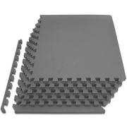 ProsourceFit Exercise Puzzle Mat 3/4-in, Grey, 24 Sq Ft - 6 Tiles