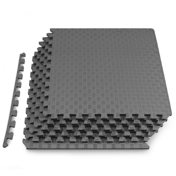 ProsourceFit Exercise Puzzle Mat ½ or 1-in with Non-Slip Traction on Checkered Surface