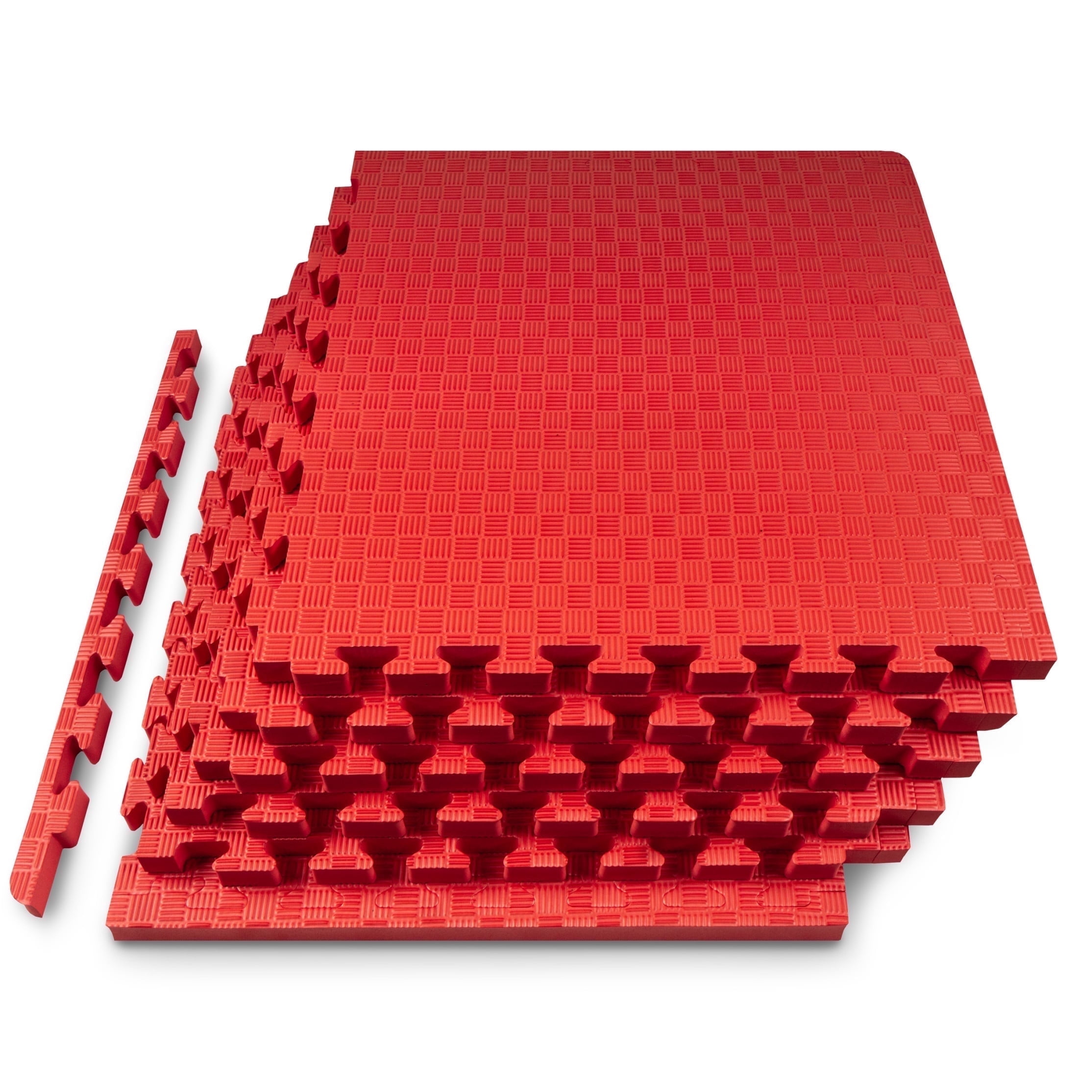 ProsourceFit Exercise Puzzle Mat ½ or 1-in with Non-Slip Traction on Checkered Surface
