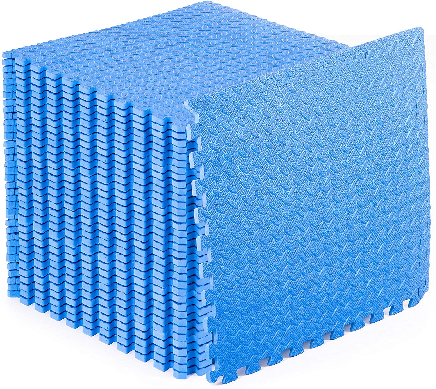 Blue EVA Foam Interlocking Exercise Puzzle Mat, 144 Sq Ft