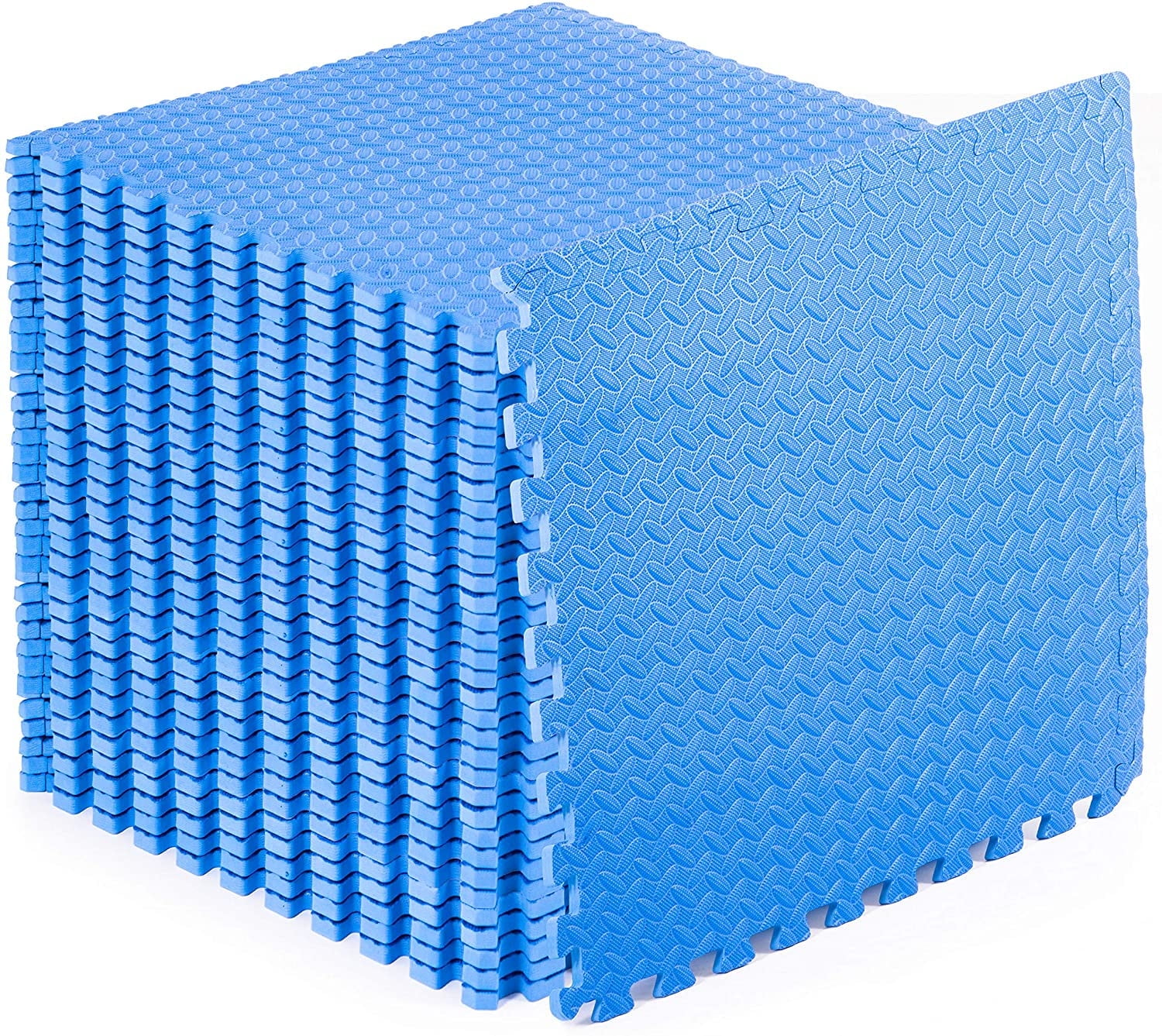 Blue EVA Foam Interlocking Exercise Puzzle Mat, 144 Sq Ft