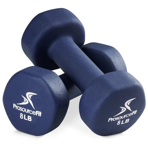 ProsourceFit Set of Two Neoprene Dumbbells Coated for Non-Slip Grip, 8 lb