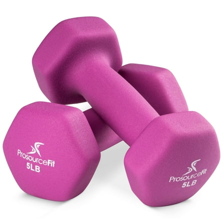 ProsourceFit Neoprene Coated Dumbbells – Set of 2 (5 lbs Each)