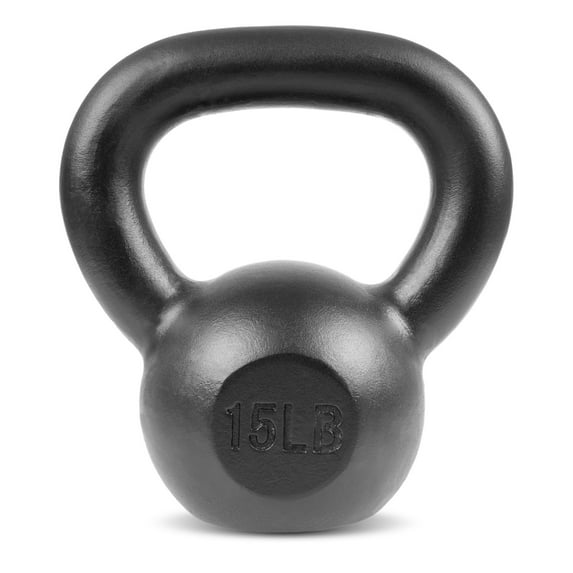 ProsourceFit Solid Cast Iron Kettlebells Weights for Full Body Workout, 15 lbs