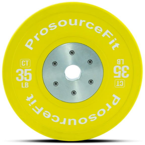 ProsourceFit Solid Rubber & Color Training Bumper Plates with Steel Inserts 10-55lb