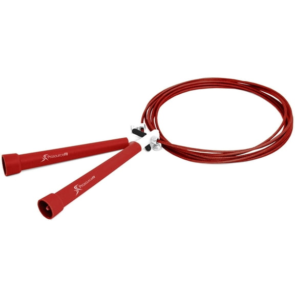 ProsourceFit Speed Jump Rope 10" Adjustable Length with Plastic Handles, Red