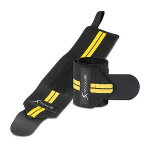 ProsourceFit Weightlifting Wrist Wraps Adjustable Pair with Thumb Loops, Red or Yellow, Wrist Strap Support for Strength Training, Bodybuilding, CrossFit