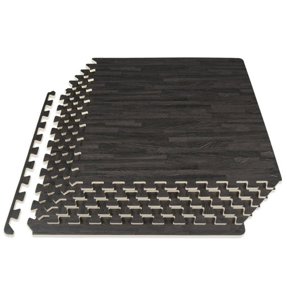 ProsourceFit Wood-Grain Puzzle Mat, 1/2" Thick EVA Foam Interlocking Floor Tiles