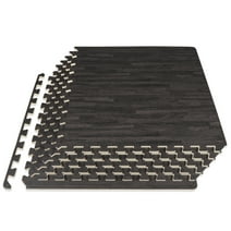 ProsourceFit Wood Grain Puzzle Mat 1/2-in, Carbon Black, 24 Sq Ft - 6 Tiles
