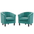 thumbnail image 1 of Modway Prospect Channel Tufted Performance Velvet Armchair Set of 2 in Teal, 1 of 4
