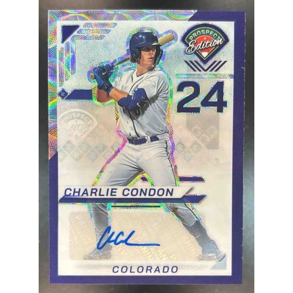 Panini Prospect Edition Holo Prospect Ticket Signatures Purple Scope Charlie Condon #153 Auto Colorado Rockies Baseball