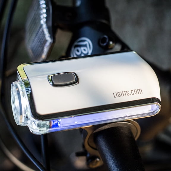 Prospect Park Compact Super Bright LED Bike Light with Blue Side Warning Lights, Tool-Less Handlebar Mount, Water Resistant, 3 Light Modes