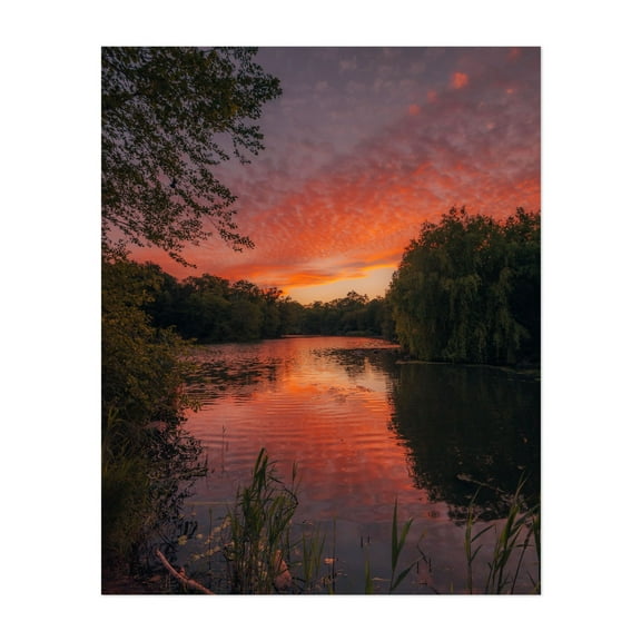 Prospect Park Sunset 01 - Brooklyn New York Photography Sunset Nature Landscape Water Scenic Autumn Forest Unframed Wall Art Print 6 x 8 inches